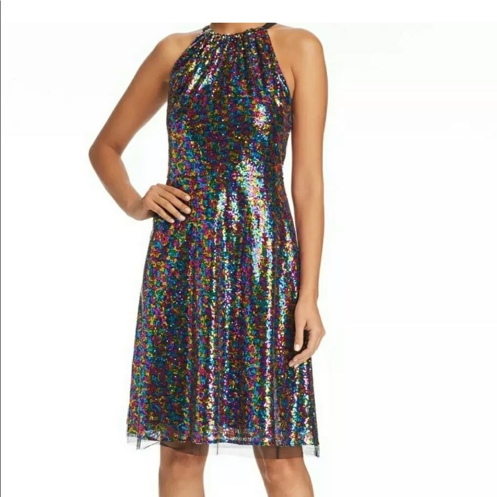 Le Gali Roxanne Dress Black Rainbow-Sequin
